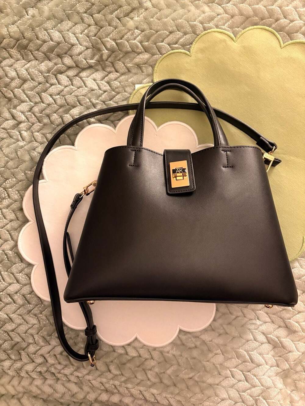 Anne Klein Black Top Handle Satchel Crossbody Bag